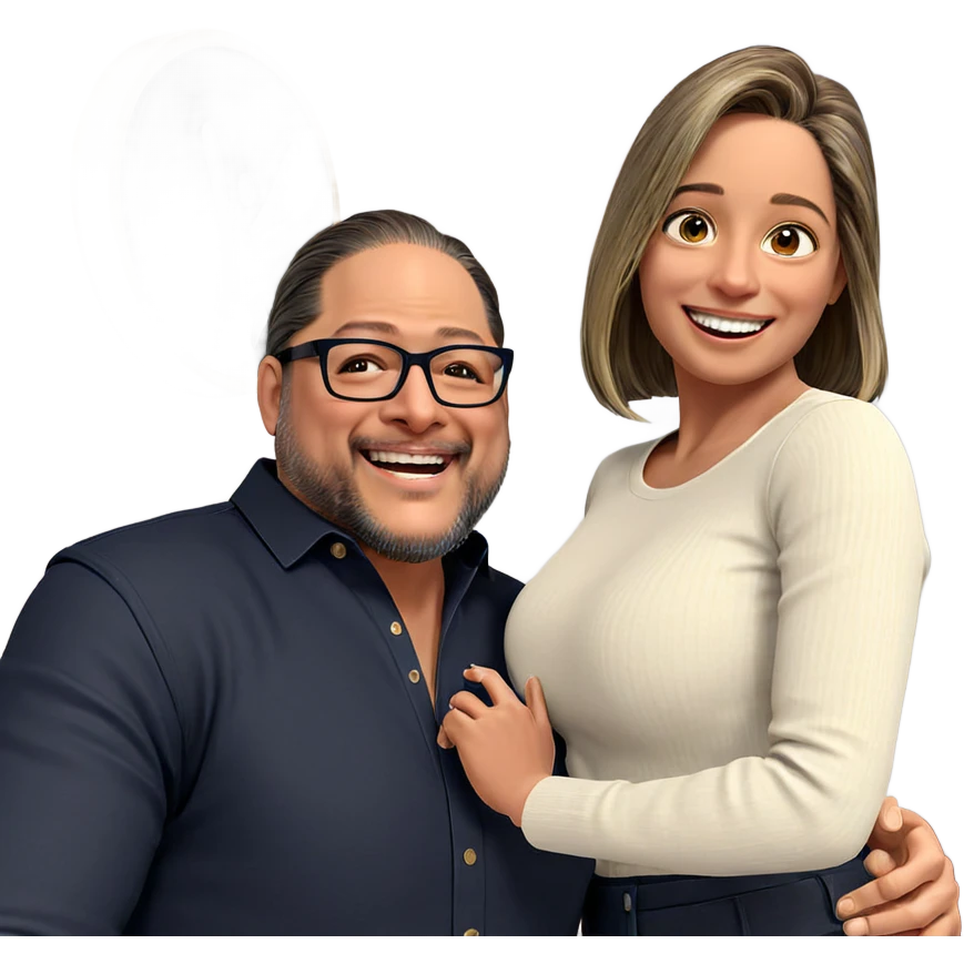 happy couple with smiles emoji