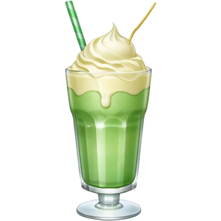 Japanese cream soda green on a glass with ice and vanilla 1 scoop on top emoji