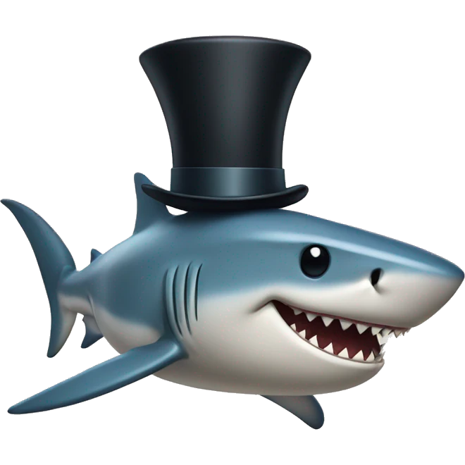 Shark with a top hat emoji