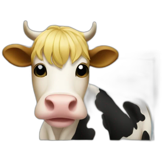 cow with blond hair at a computer emoji