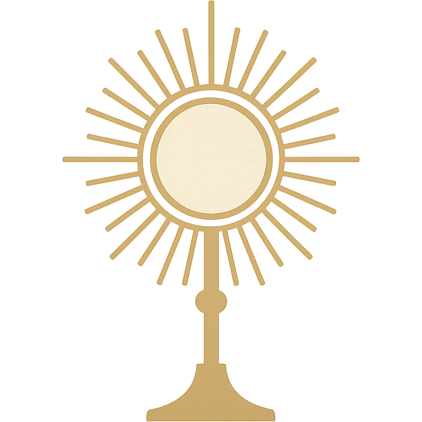 a simple monstrance, minimal design, gold, rays, religious object emoji