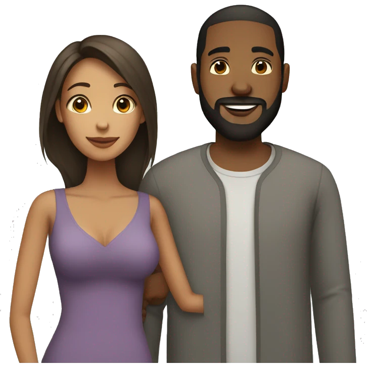 mixed race couple black man with beard and mixed race woman emoji