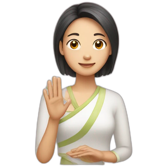 kyi lei with heart hand emoji