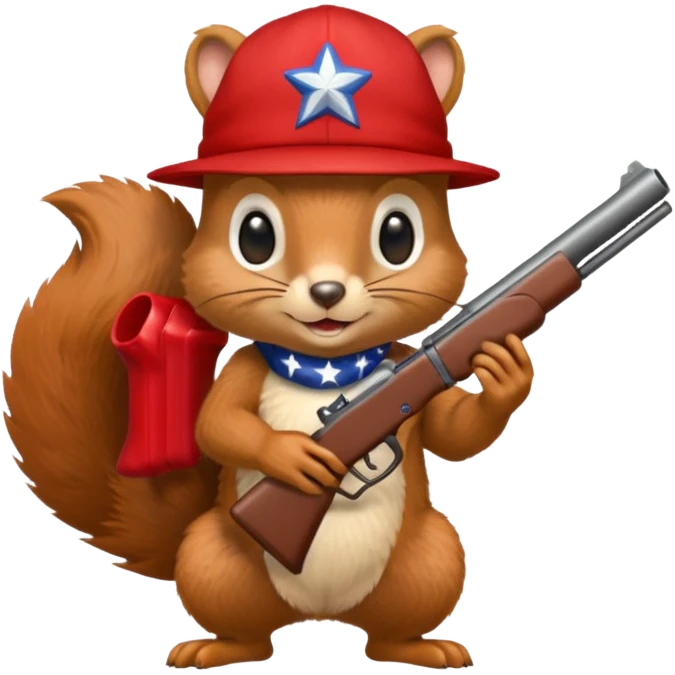Squirrel with gun and Trump hat  emoji
