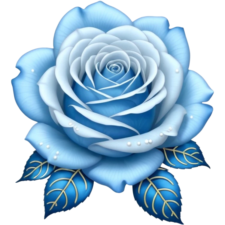 baby blue roses with white pearls and laces emoji