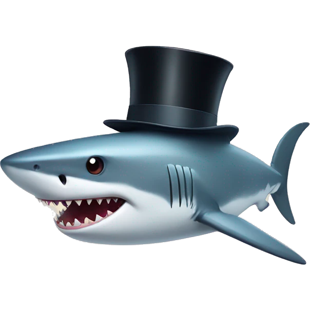 Shark with a top hat emoji
