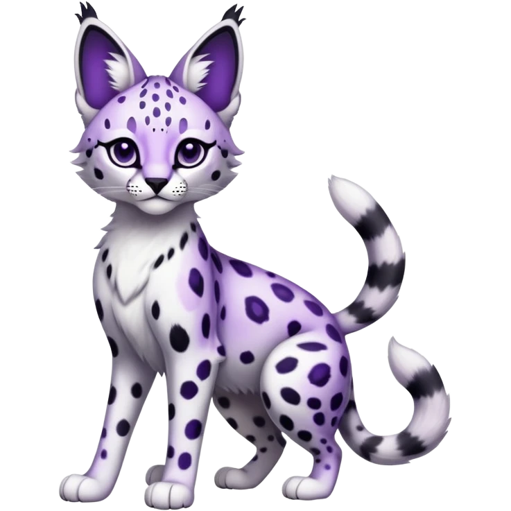 Epic Edgy Cute Black White Purple ethereal Serval-Snow-Leopard-Bobcat-Fionbri full body emoji