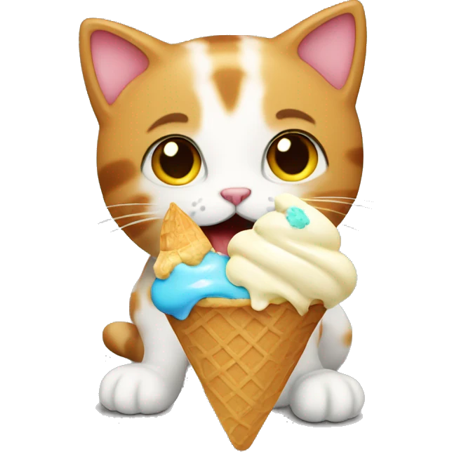 Kitty eating ice cream emoji