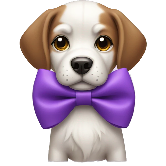 dog wearing a purple bow emoji
