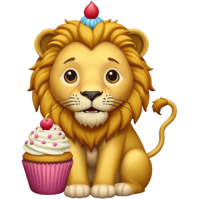 lion with cupcake emoji