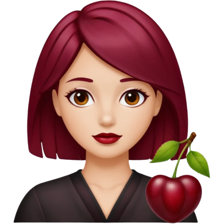 I take second photo but change the color of the hair for a red cherry or burgundy emoji