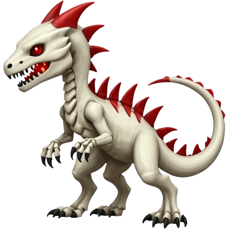Shiny White Evil Glowing Eldritch Skeletal Creepy Edgy Badass Cool Marowak-Boneknapper-Salandit-Duskull-Darkdramon-fusion with bloody red markings emoji