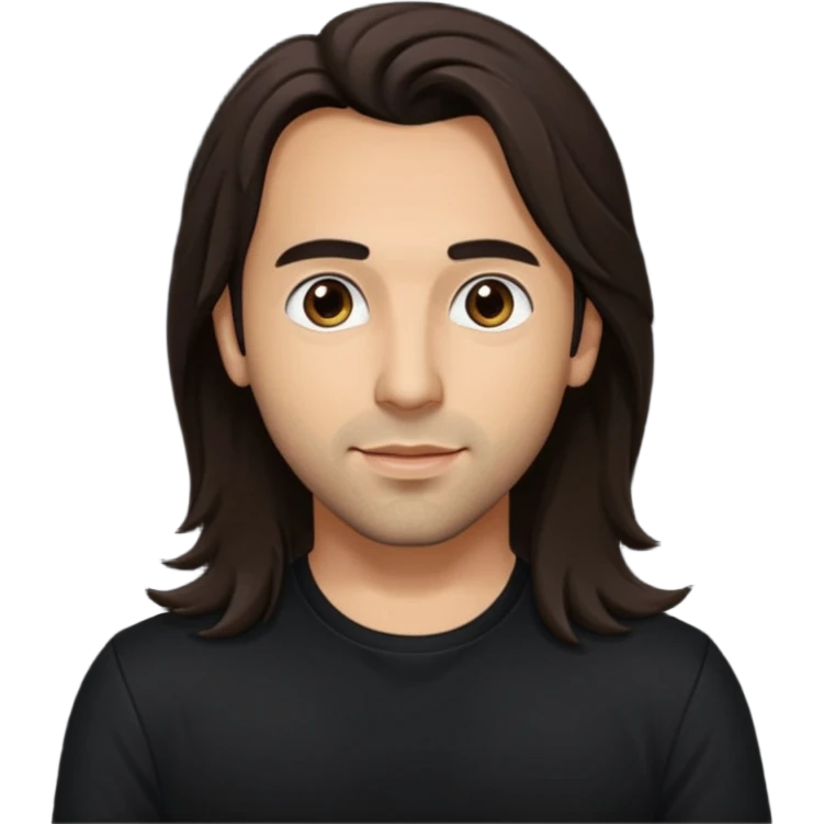Howie Dorough with dark brown long hair, black shirt emoji