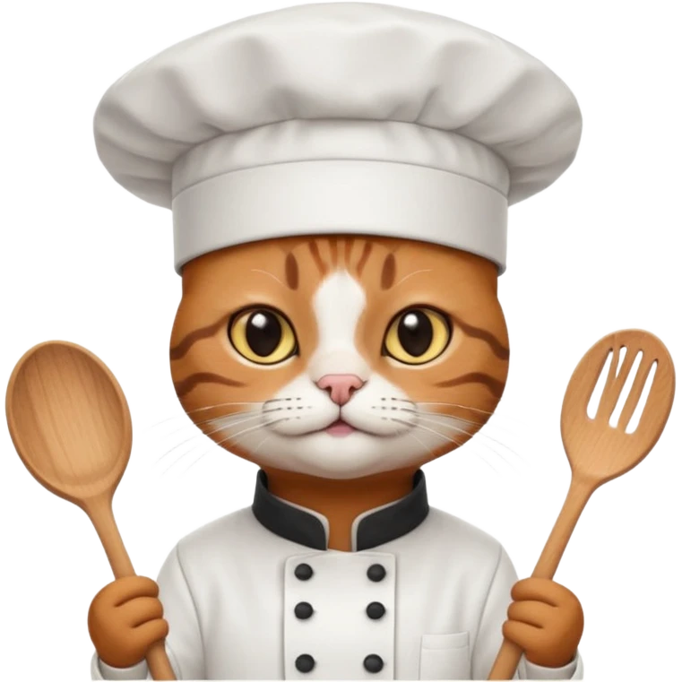 black chef cat wearing a tall white chef hat emoji