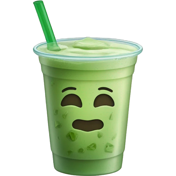 Iced matcha latte in a like a plastic cup lookinh glass cup  emoji