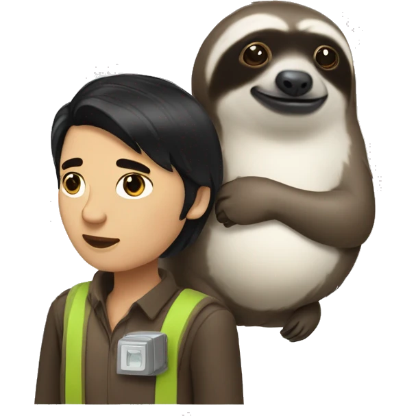 black hair white skin software engineer with a sloth around the neck emoji