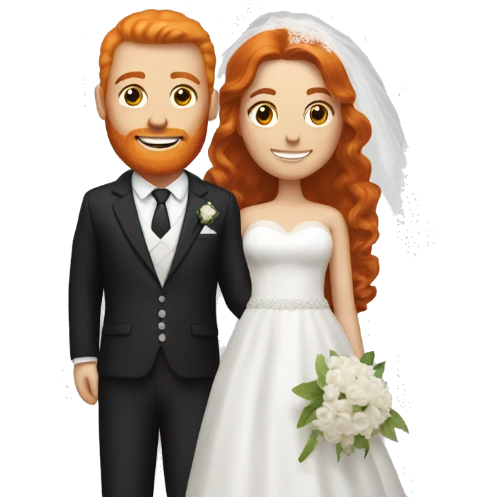 Ginger bride with brunette groome emoji