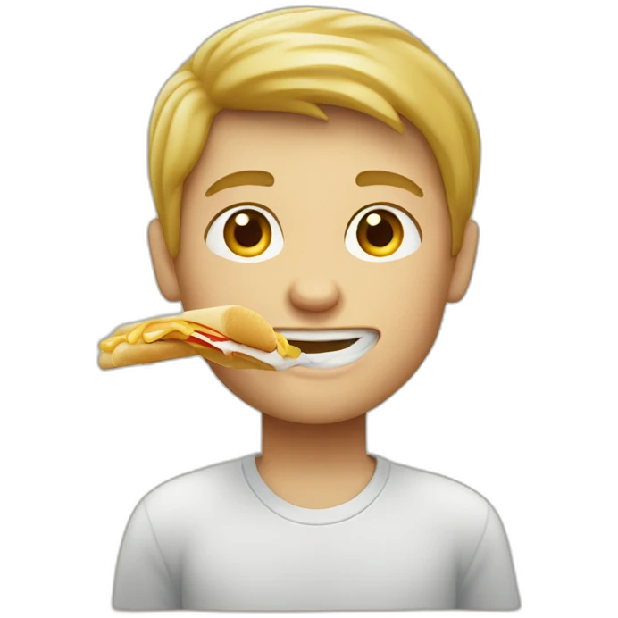 Caucasian boy eating McDonald's  emoji