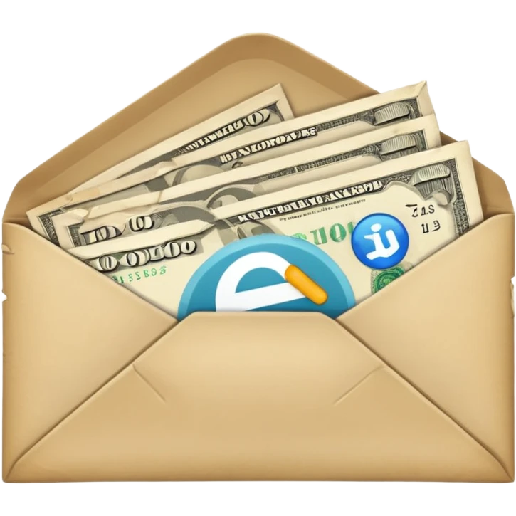 Banknotes enclosed in envelopes emoji