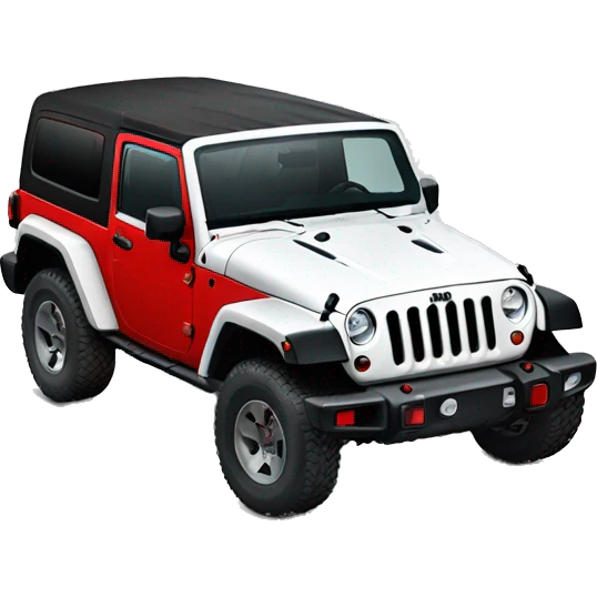 White Jeep Wrangler Rubicon with Red accents top off emoji