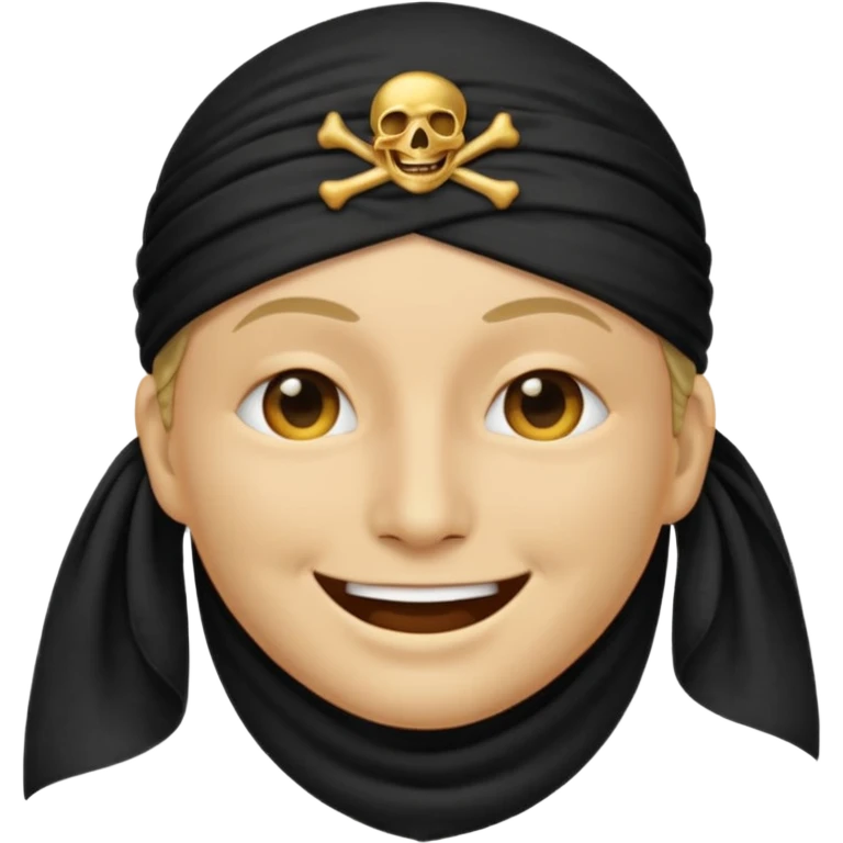pirate emoji with eyes covered by a cloth emoji