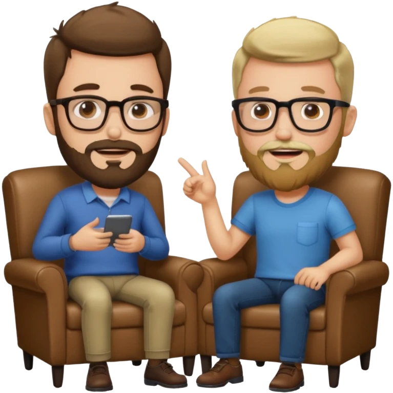 Tow guys in a chair asking emoji