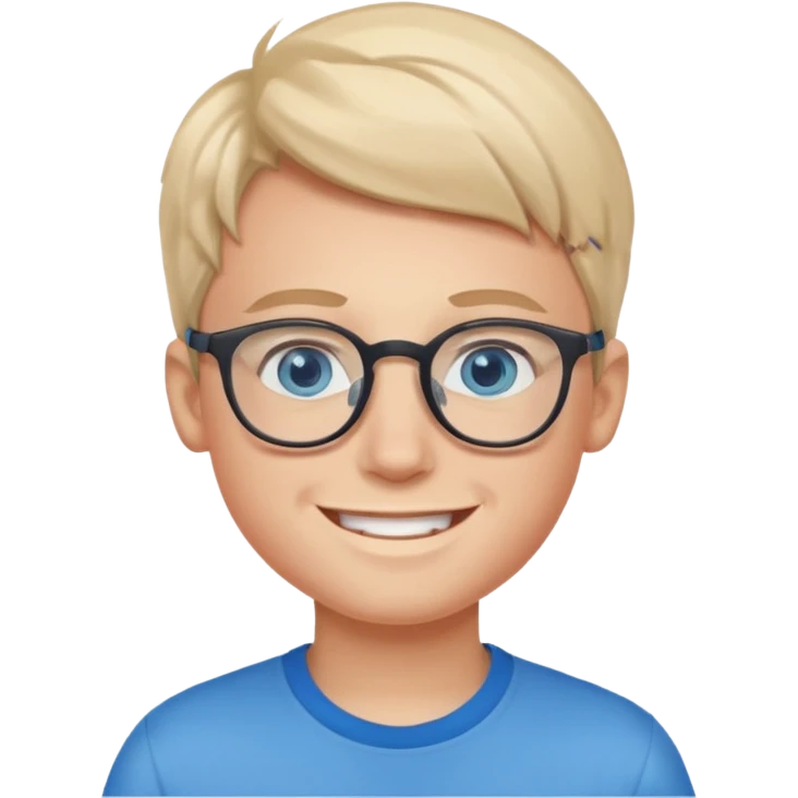 smiling boy with glasses blue eyes  emoji