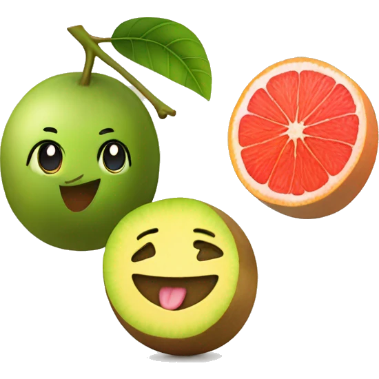 Kiwi, Cherry and Grapefruit together smiling emoji