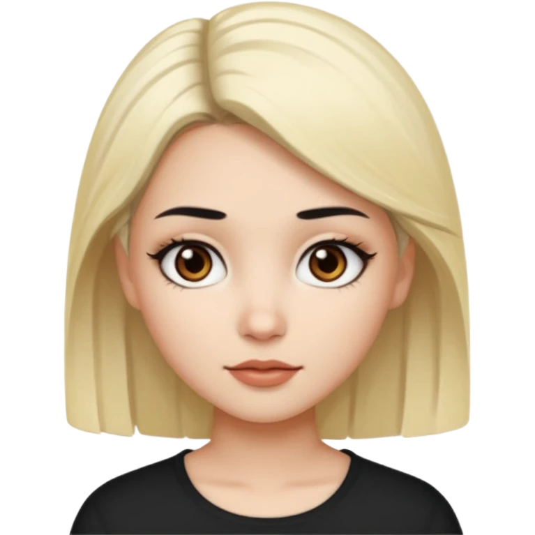 Siyah saçlı (kısa saç) önleri sarı sarı kız beyaz tenli açık orta kahve gözlü kahverengi kaşlı emoji