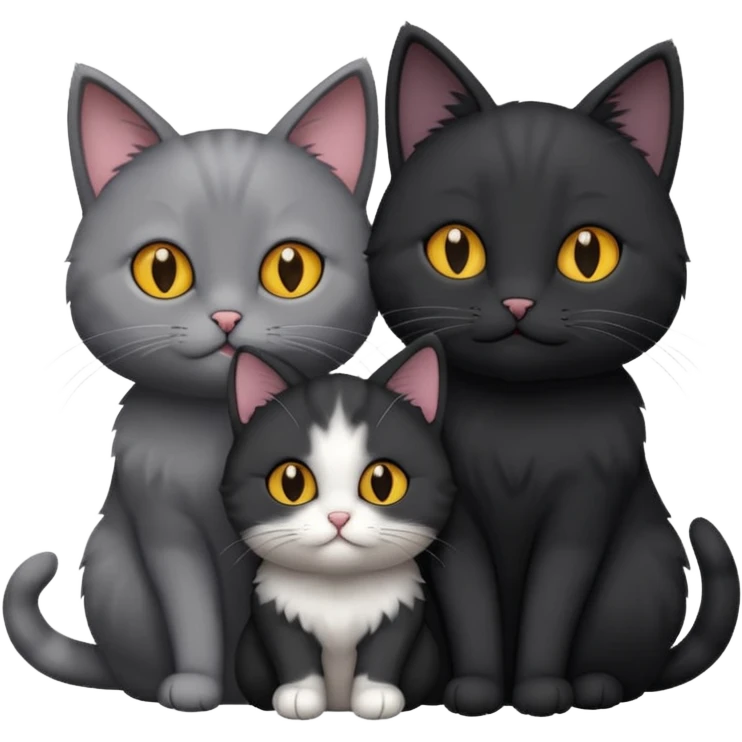 1 grey cat and 1 black cat cuddling emoji