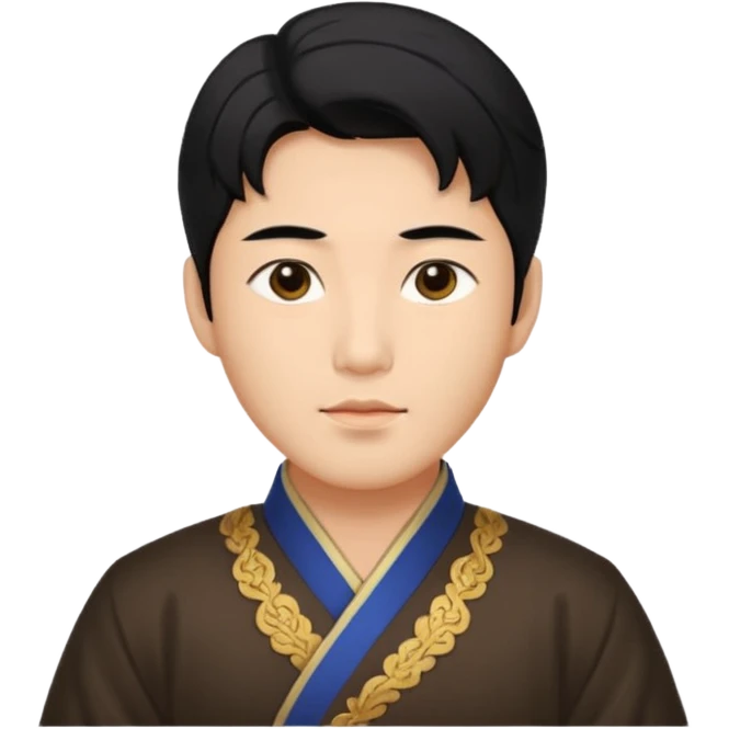 A Korean prince walking around his palace is real, black hair and face emoji