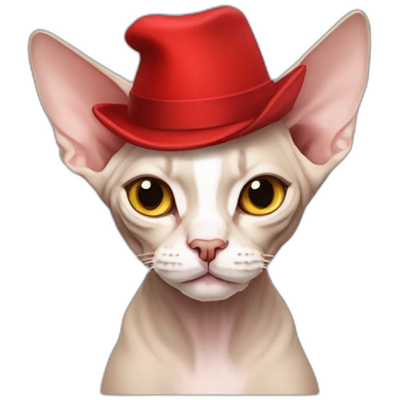 sphynx cat with red hat emoji