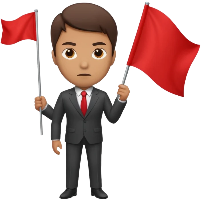 man in a suit holding a blank red flag emoji