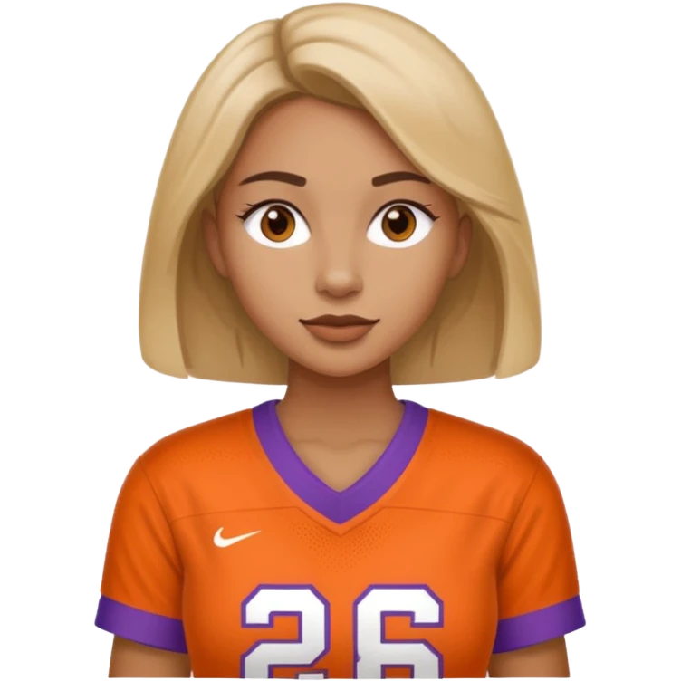 woman wearing a clemson tigers jersey emoji