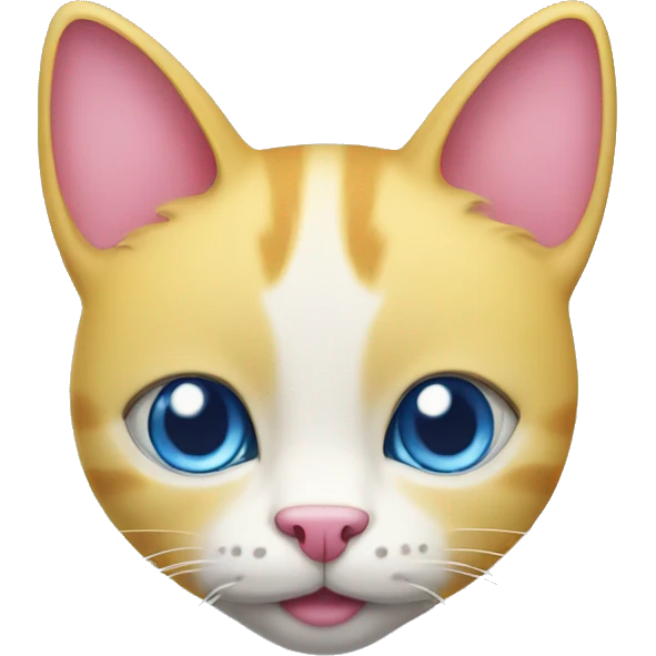 Yellow cat with pink nose and a white muzzle  and blue eyes  emoji