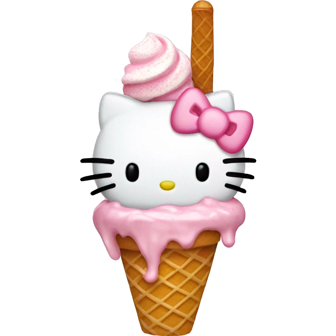 Hello kitty eating an ice cream shes light pink emoji