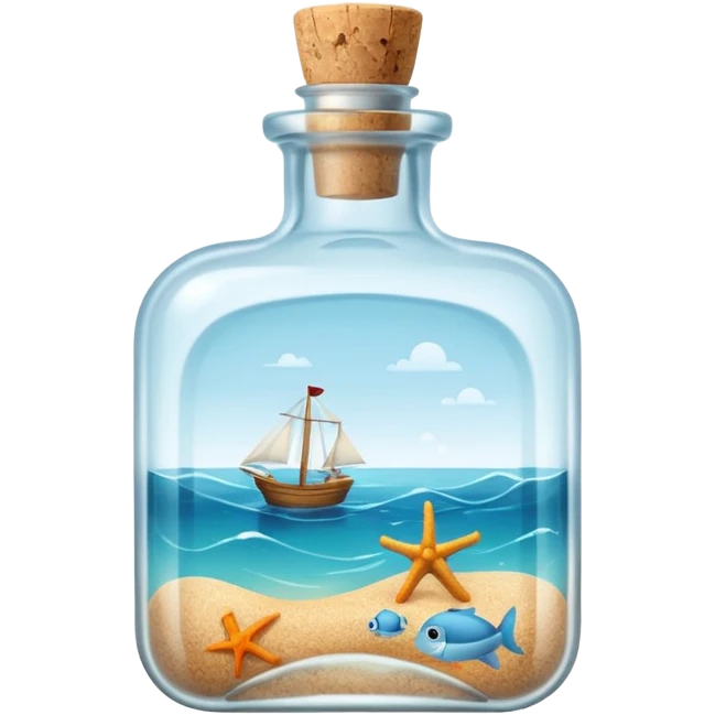 A sea Message Bottle, square emoji