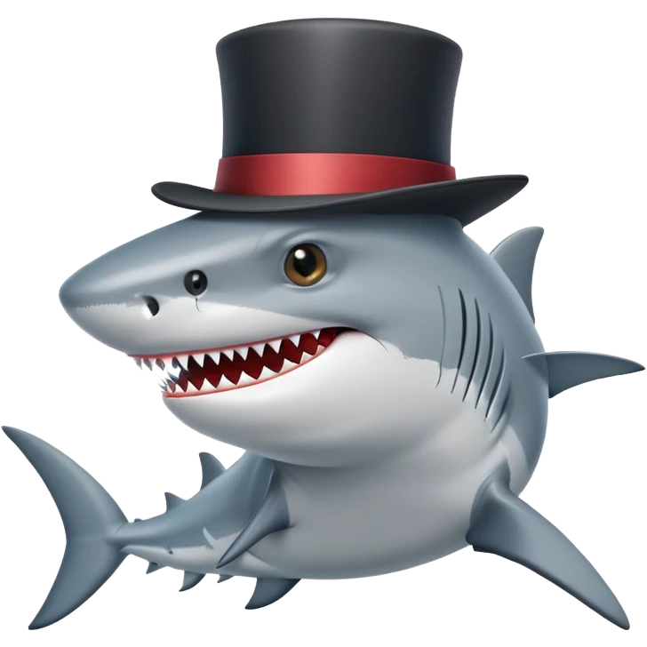 Shark with a top hat emoji