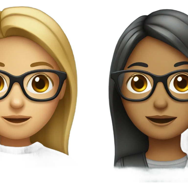 Two girls with glasses  emoji