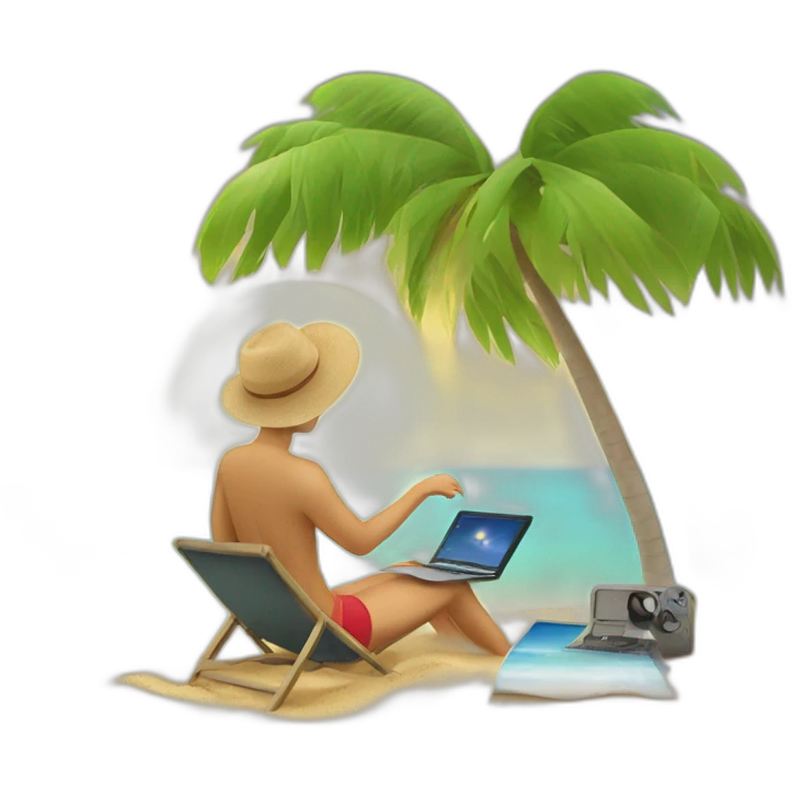 digital nomad computer working on the beach emoji