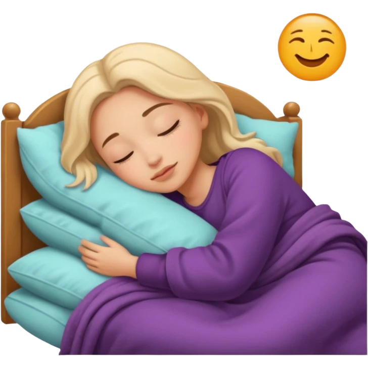 Girl sleeping in cozy bed emoji