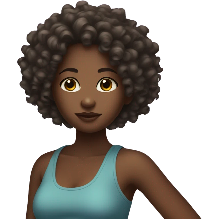 Black girl with curly hair and crop tank top emoji