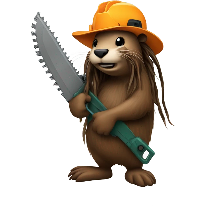 Beaver holding a chainsaw with dreadlocks  emoji