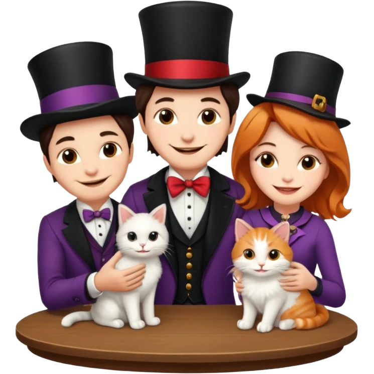 magician couple and their pet cat emoji
