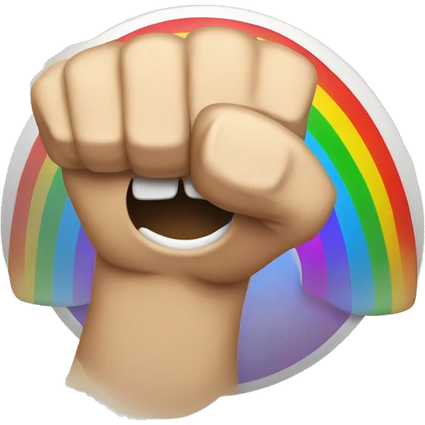 Angry with fist and a rainbow in the back emoji