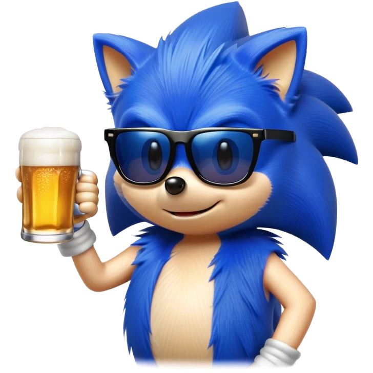 Sonic the hedgehog drinking a beer emoji