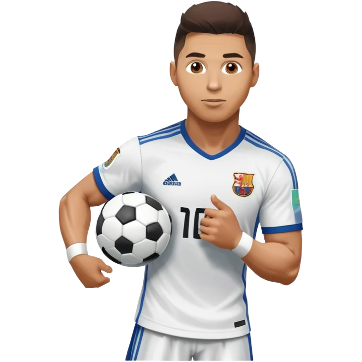 Ronaldo doing the suiii on messi emoji