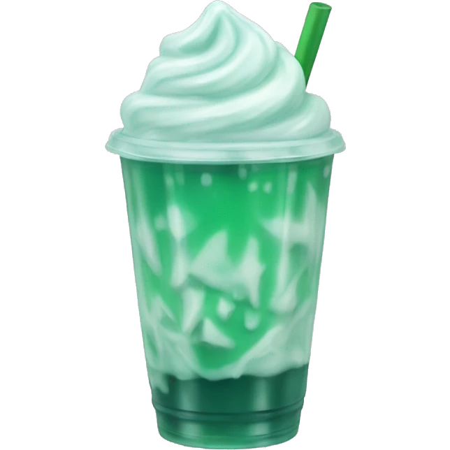 Aesthetic iced macha cup with milk and ice  emoji