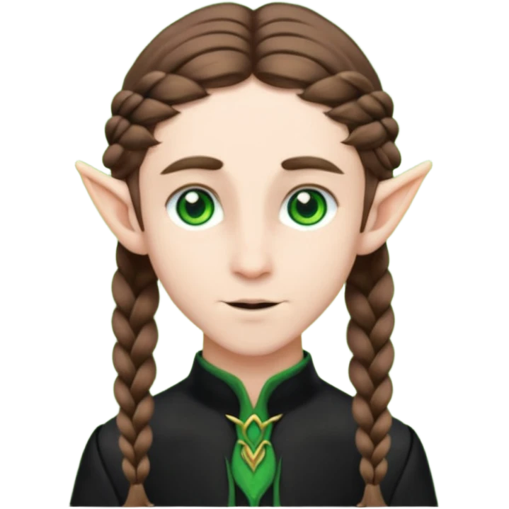 elves with braided brown  hair man black dress  emoji