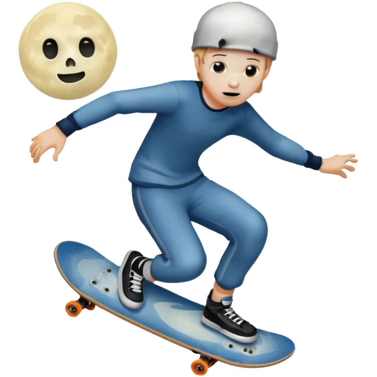 ghost skater boi sk8 boarding under a moon emoji